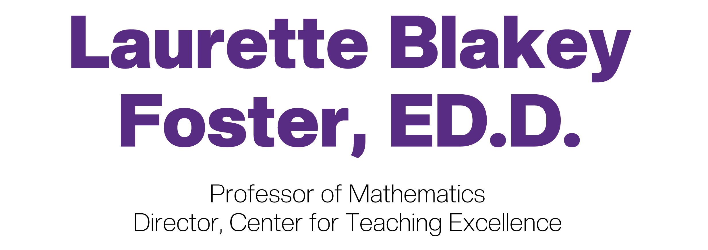 Laurette Blakey Foster, Ed.D. Professor of Mathematics and Director of the Center for Teaching Excellence